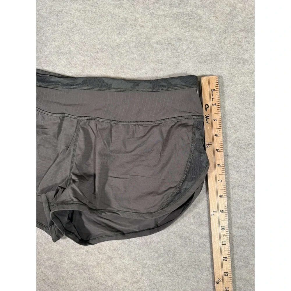 Lululemon Running Shorts Womens 6 Gray Lined Zip‎ Pocket Mesh Split Hem 3 In Run